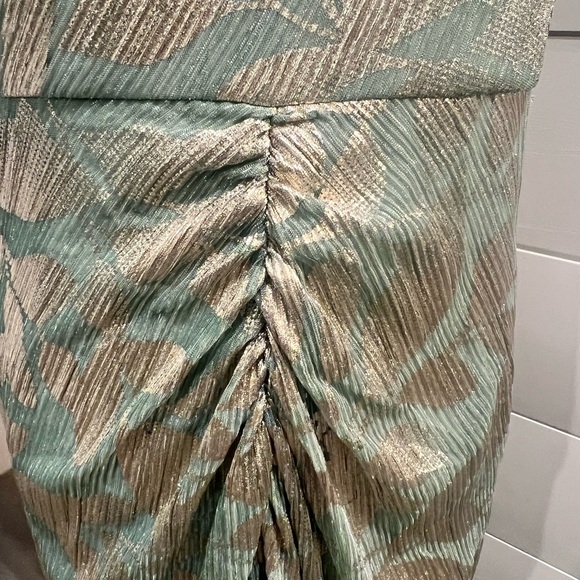 Adrianna Papell One Shoulder Green and Gold Dress - Picture 7 of 9